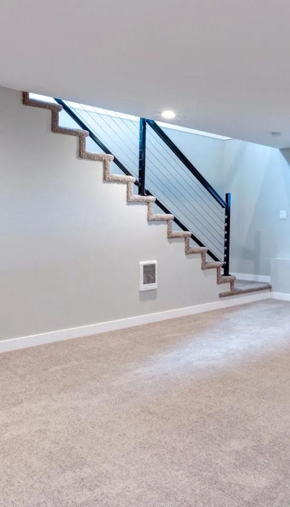 Finished basement with modern lighting and custom design in Coeur d'Alene